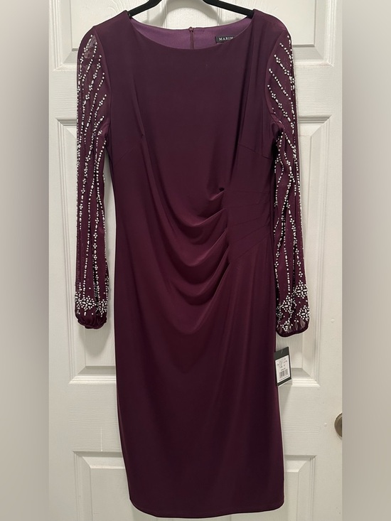 marina beaded long sleeve sheath dress Lady Black Tie - Marina Gown - Beaded Fit & Flare Gown